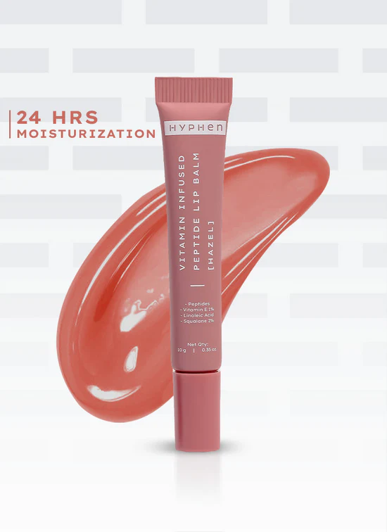 Vip hazel lip balm with 1% vit e, 2% squalane & peptides - 10g Brightens & Moisturizes with Peachy Nude Tint