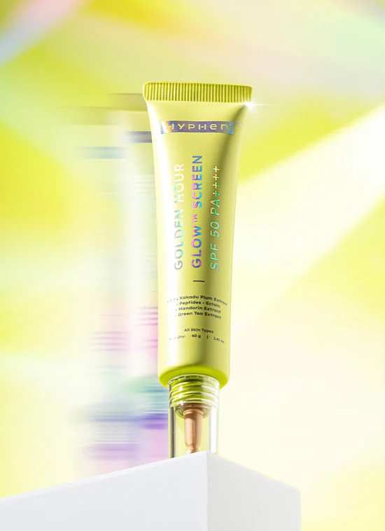 Golden hour glow™ screen spf 50 pa++++ Brightens & Protects Skin with Vitamin C from triple sources & peptides