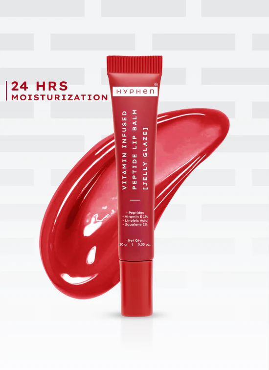 Vip jelly glaze lip balm, 1% vit e & peptides- 10g Repairs Pigmented & Dry Lips with Red Tint