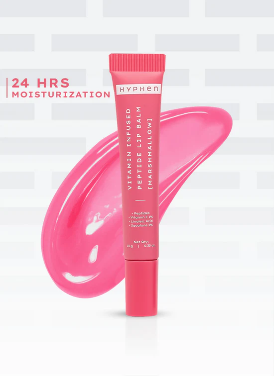 Vip marshmallow lip balm with 1% vit e, 2% squalane & peptides - 10g Brightens & Moisturizes with Natural Pink Tint