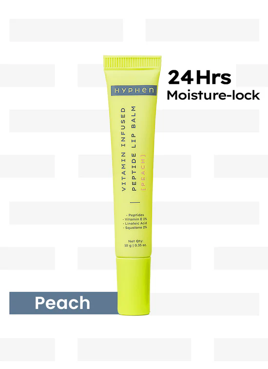 Vitamin infused peptide lip balm - peach 10g Hydrates & Heals Dry Lips with 24Hrs Moisture Lock