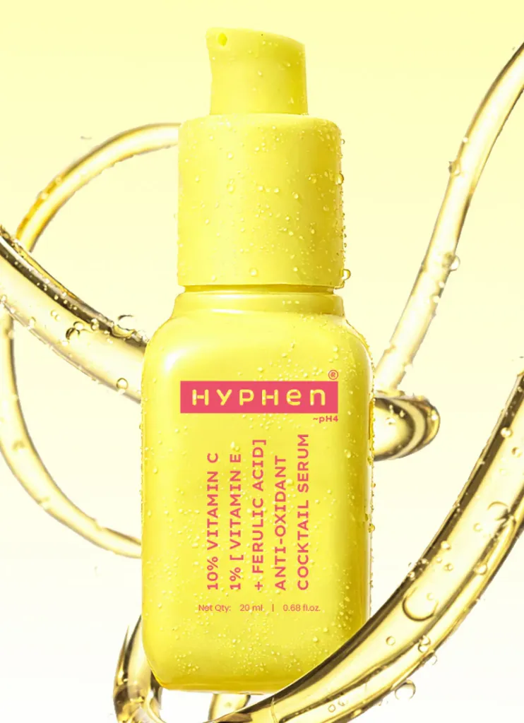 Hyphen 10% vitamin c + 1% [vitamin e + ferulic acid] anti-oxidant serum Brightens, reduces acne marks, UV damage defence | In-vivo Tested